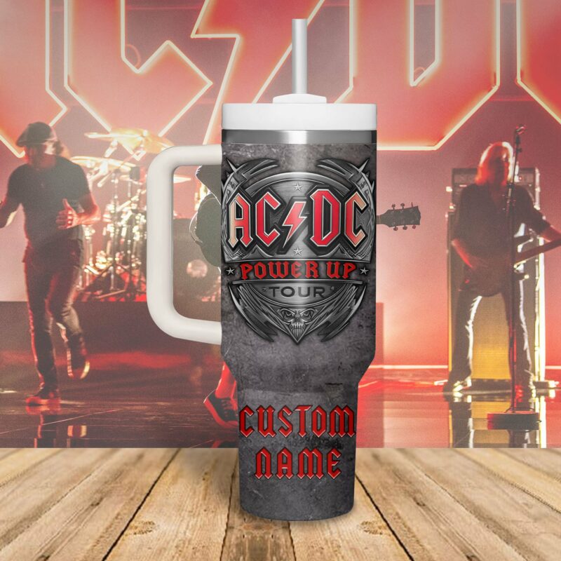 AC/DC Music Custom Stanley Quencher 40oz Stainless Steel Tumbler With Handle - Threewoofs - Image 2