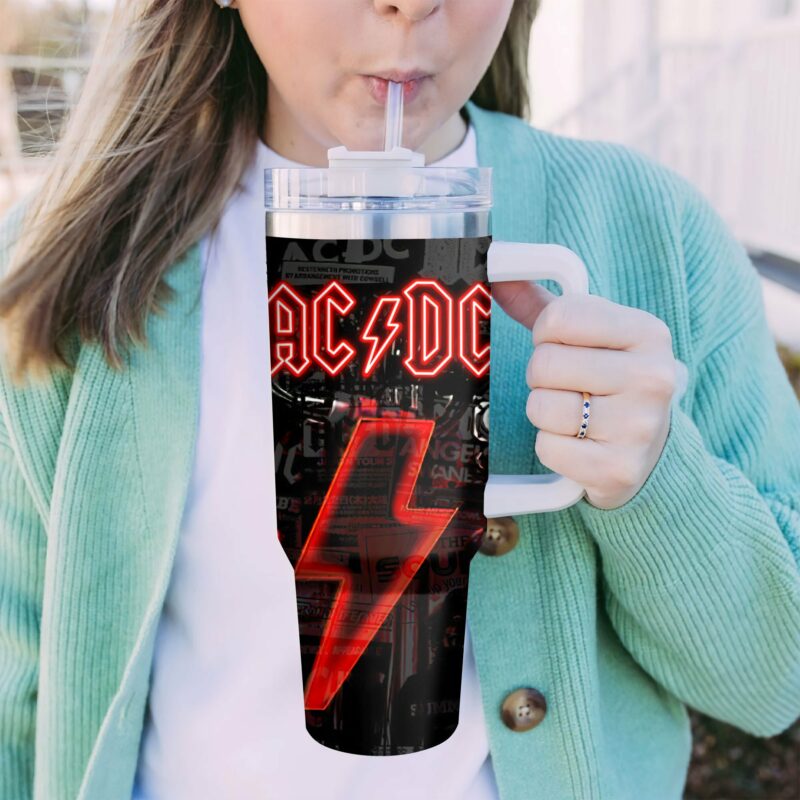 AC/DC Music Custom Stanley Quencher 40oz Stainless Steel Tumbler With Handle - Threewoofs - Image 5