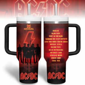AC/DC Music Custom Stanley Quencher 40oz Stainless Steel Tumbler With Handle - Threewoofs