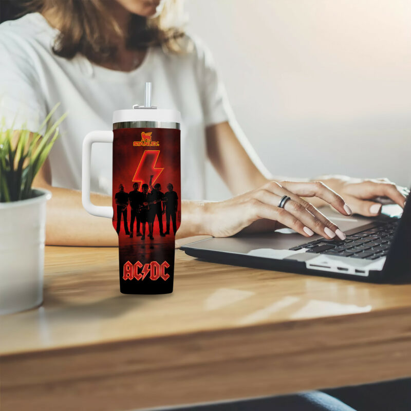 AC/DC Music Custom Stanley Quencher 40oz Stainless Steel Tumbler With Handle - Threewoofs - Image 8