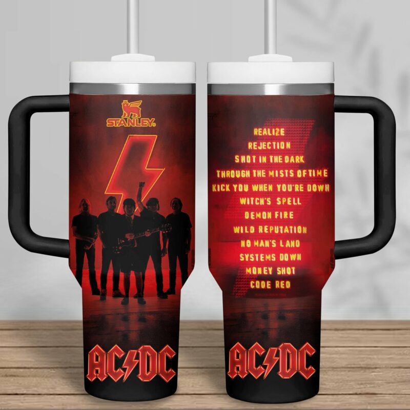 AC/DC Music Custom Stanley Quencher 40oz Stainless Steel Tumbler With Handle - Threewoofs - Image 3