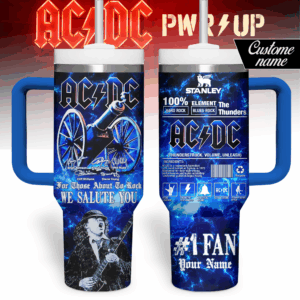 AC/DC Music Custom Stanley Quencher 40oz Stainless Steel Tumbler With Handle - Threewoofs