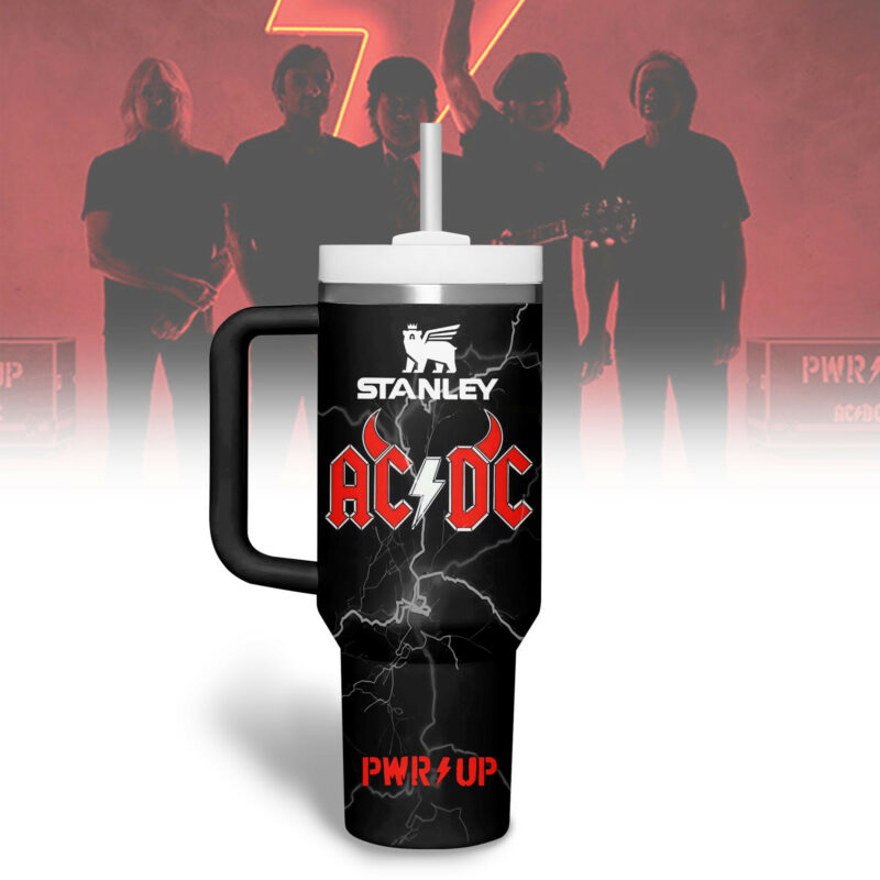 AC/DC Music Custom Stanley Quencher 40oz Stainless Steel Tumbler With Handle - Threewoofs - Image 3