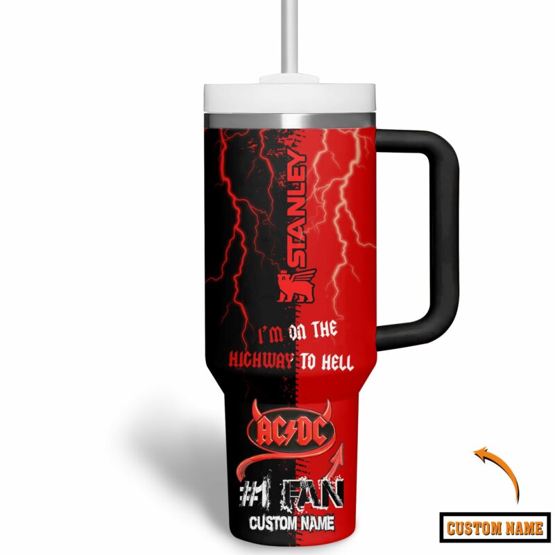 AC/DC Music Custom Stanley Quencher 40oz Stainless Steel Tumbler With Handle - Threewoofs - Image 3