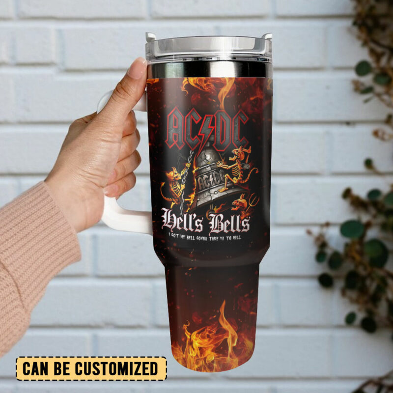 AC/DC Music Custom Stanley Quencher 40oz Stainless Steel Tumbler With Handle - Threewoofs - Image 3