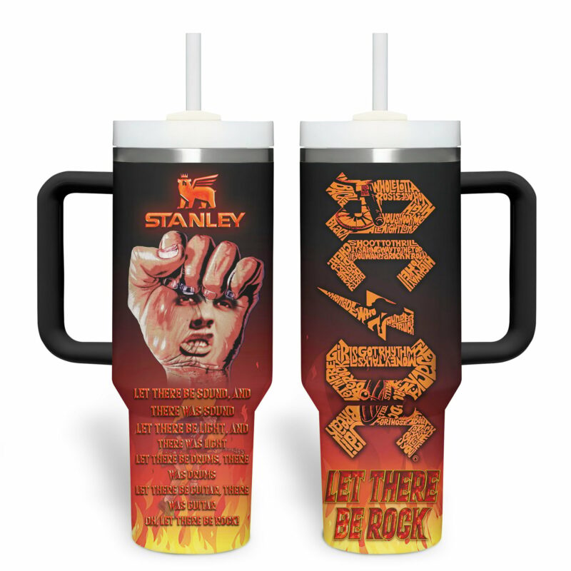 AC/DC Music Custom Stanley Quencher 40oz Stainless Steel Tumbler With Handle - Threewoofs - Image 2