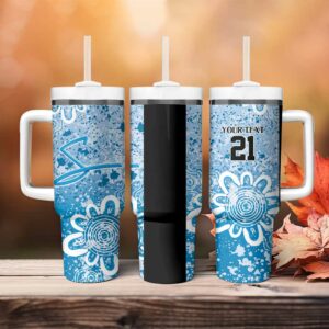 Adelaide Strikers Minimalism Aboriginal Custom Stanley Quencher 40oz Stainless Steel Tumbler With Handle - Threewoofs