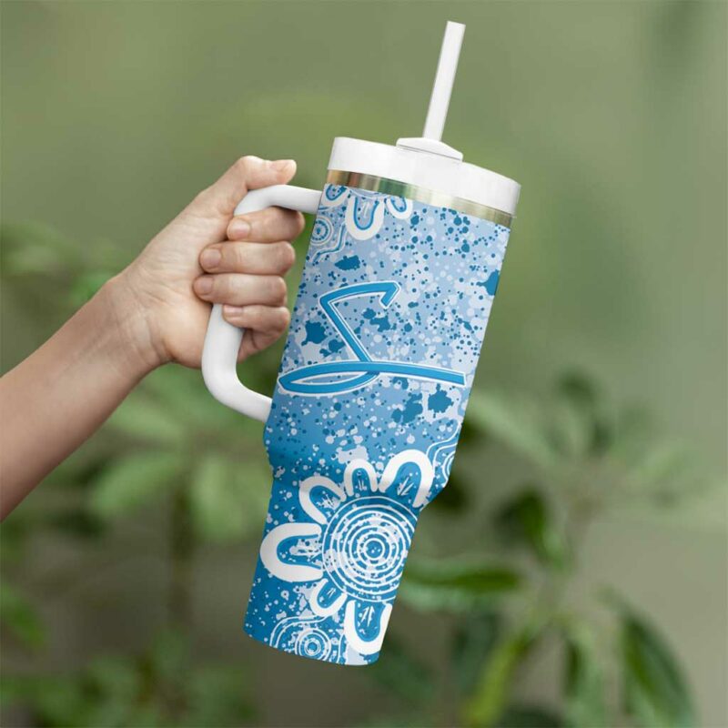 Adelaide Strikers Minimalism Aboriginal Custom Stanley Quencher 40oz Stainless Steel Tumbler With Handle - Threewoofs - Image 4