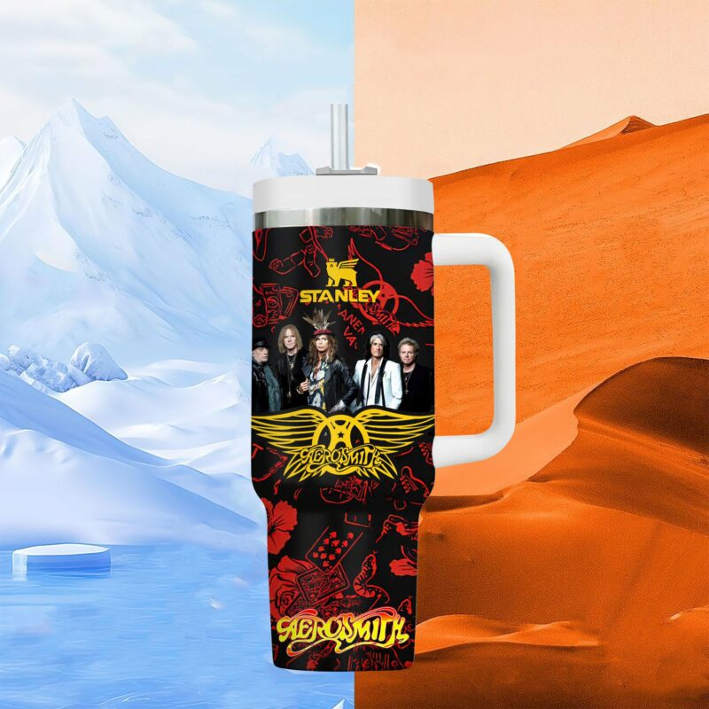 Aerosmith Music Custom Stanley Quencher 40oz Stainless Steel Tumbler With Handle - Threewoofs - Image 3