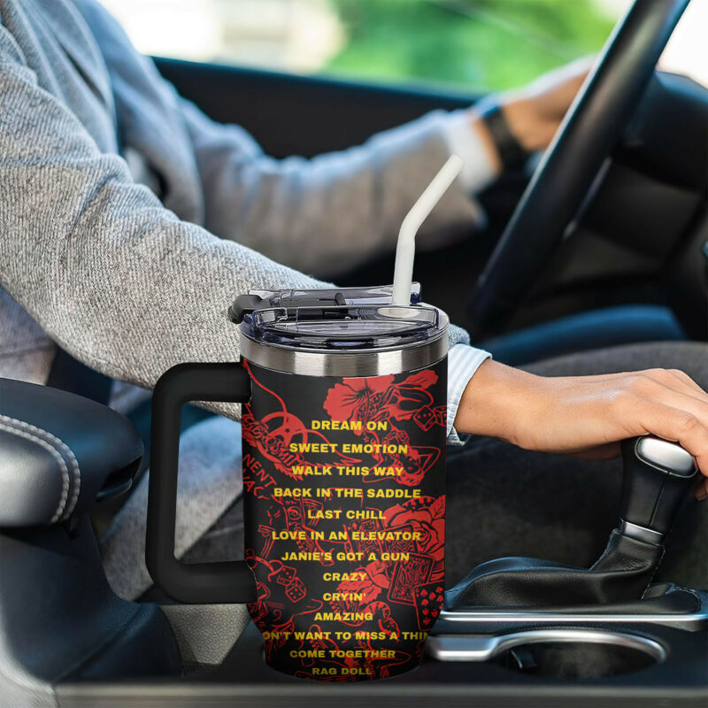 Aerosmith Music Custom Stanley Quencher 40oz Stainless Steel Tumbler With Handle - Threewoofs - Image 4