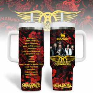 Aerosmith Music Custom Stanley Quencher 40oz Stainless Steel Tumbler With Handle - Threewoofs