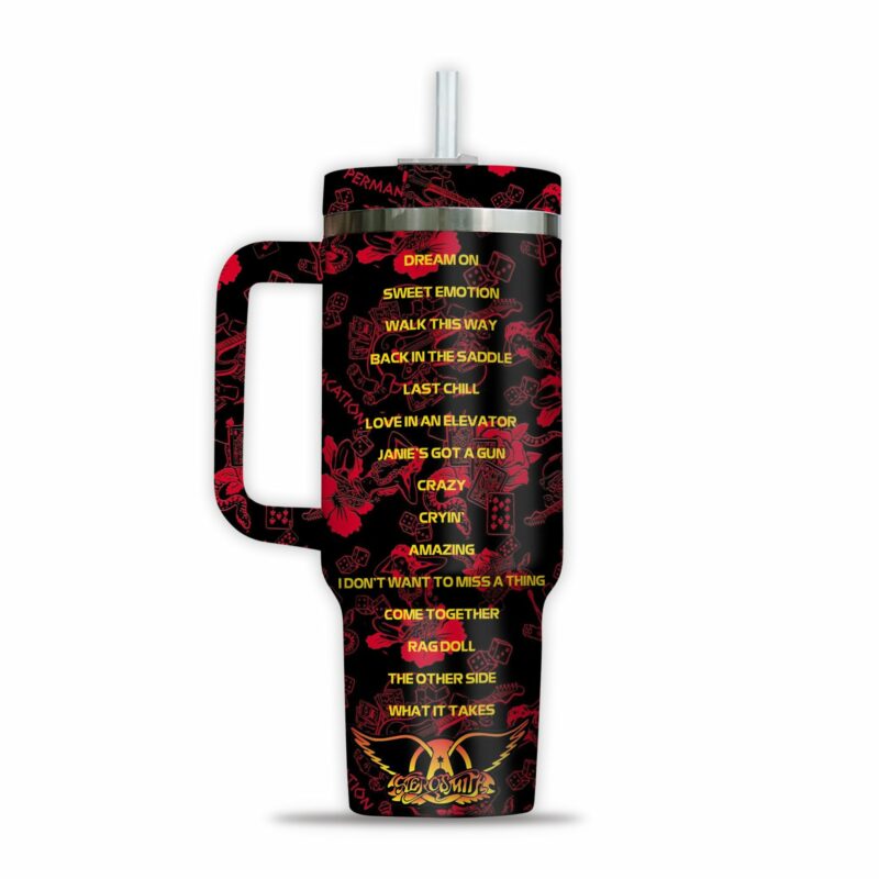 Aerosmith Music Custom Stanley Quencher 40oz Stainless Steel Tumbler With Handle - Threewoofs - Image 2