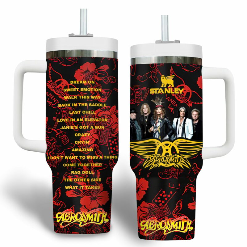 Aerosmith Music Custom Stanley Quencher 40oz Stainless Steel Tumbler With Handle - Threewoofs - Image 2