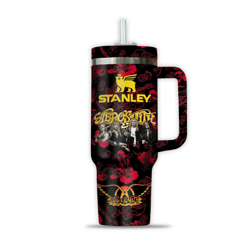 Aerosmith Music Custom Stanley Quencher 40oz Stainless Steel Tumbler With Handle - Threewoofs - Image 3