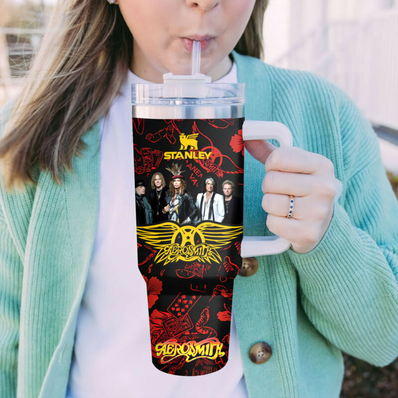 Aerosmith Music Custom Stanley Quencher 40oz Stainless Steel Tumbler With Handle - Threewoofs - Image 5