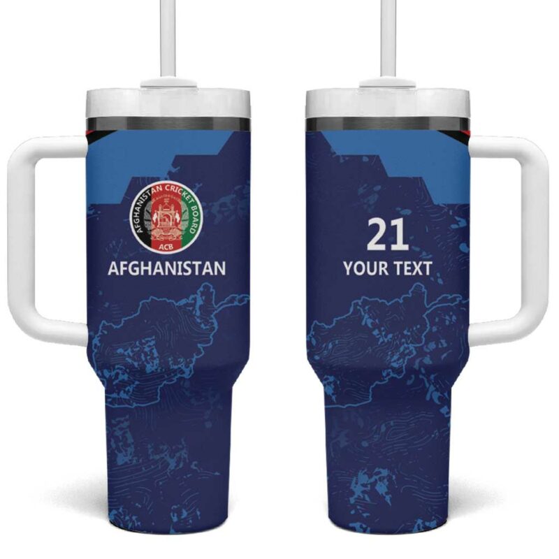 Afghan Atalans Cricket Afghanistan Map with Sporty Style Custom Stanley Quencher 40oz Stainless Steel Tumbler With Handle - Threewoofs - Image 2
