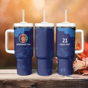 Afghan Atalans Cricket Afghanistan Map with Sporty Style Custom Stanley Quencher 40oz Stainless Steel Tumbler With Handle - Threewoofs