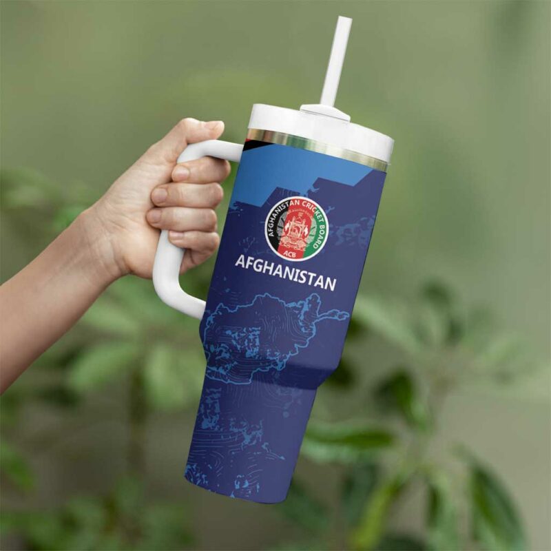 Afghan Atalans Cricket Afghanistan Map with Sporty Style Custom Stanley Quencher 40oz Stainless Steel Tumbler With Handle - Threewoofs - Image 4
