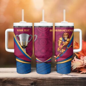AFL Brisbane Lions 2024 We Are The Champions ‚Äì Trophy Style Custom Stanley Quencher 40oz Stainless Steel Tumbler With Handle - Threewoofs