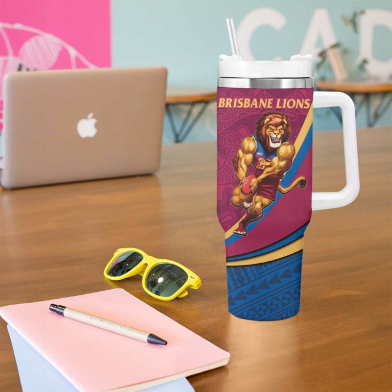 AFL Brisbane Lions 2024 We Are The Champions ‚Äì Trophy Style Custom Stanley Quencher 40oz Stainless Steel Tumbler With Handle - Threewoofs - Image 5