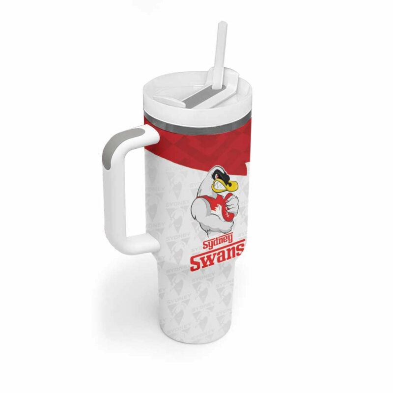 AFL Sydney with Swans Mascot Simple Style Custom Stanley Quencher 40oz Stainless Steel Tumbler With Handle - Threewoofs - Image 3