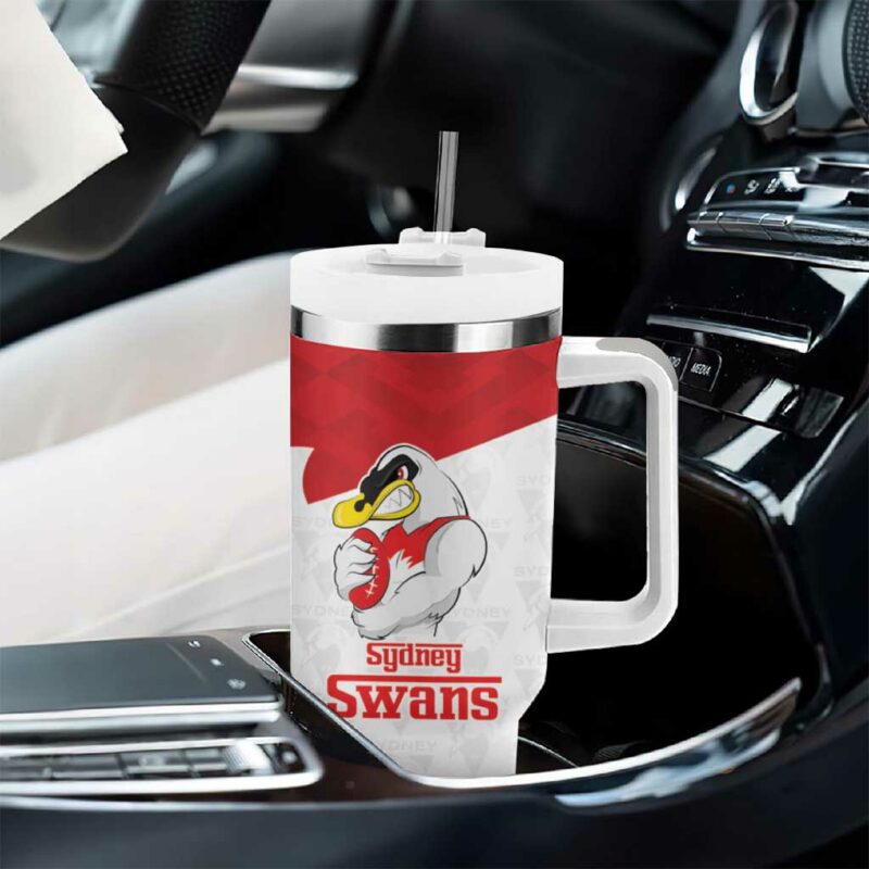 AFL Sydney with Swans Mascot Simple Style Custom Stanley Quencher 40oz Stainless Steel Tumbler With Handle - Threewoofs - Image 8