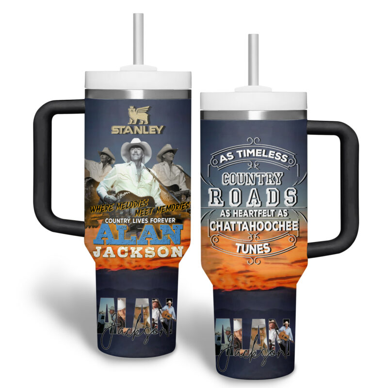 Alan Jackson Music Custom Stanley Quencher 40oz Stainless Steel Tumbler With Handle - Threewoofs - Image 2
