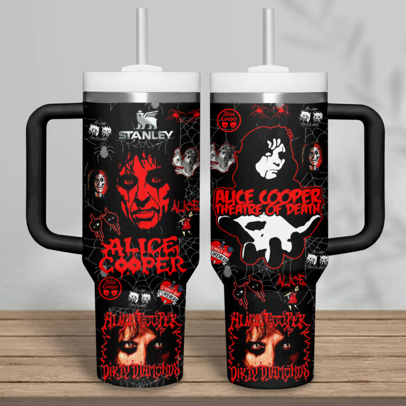 Alice Cooper Muisc Custom Stanley Quencher 40oz Stainless Steel Tumbler With Handle - Threewoofs - Image 2