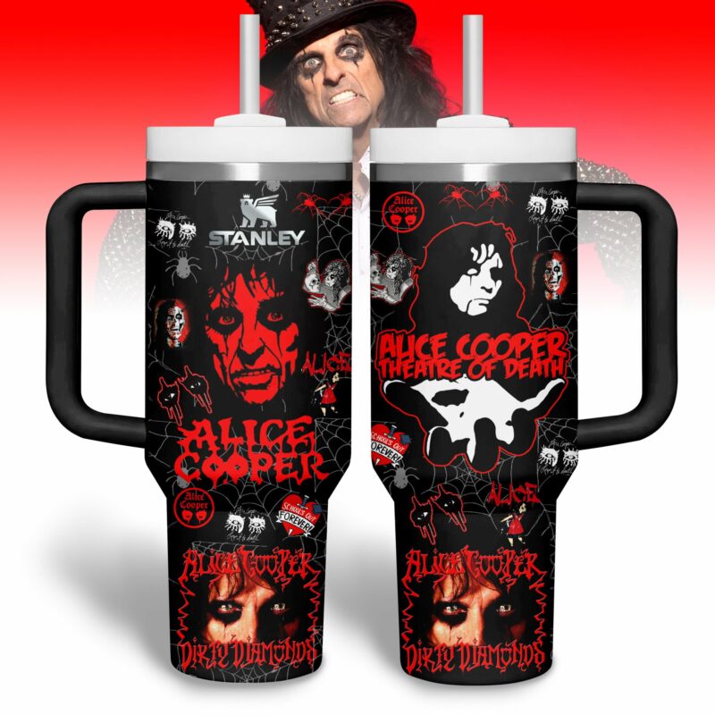 Alice Cooper Muisc Custom Stanley Quencher 40oz Stainless Steel Tumbler With Handle - Threewoofs