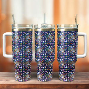 Alice In Wonderland Cartoon Custom Stanley Quencher 40oz Stainless Steel Tumbler With Handle - Threewoofs