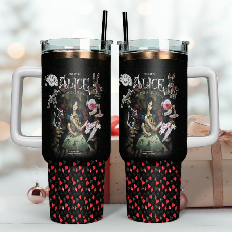 Alice: Madness Returns Games Custom Stanley Quencher 40oz Stainless Steel Tumbler With Handle - Threewoofs - Image 4