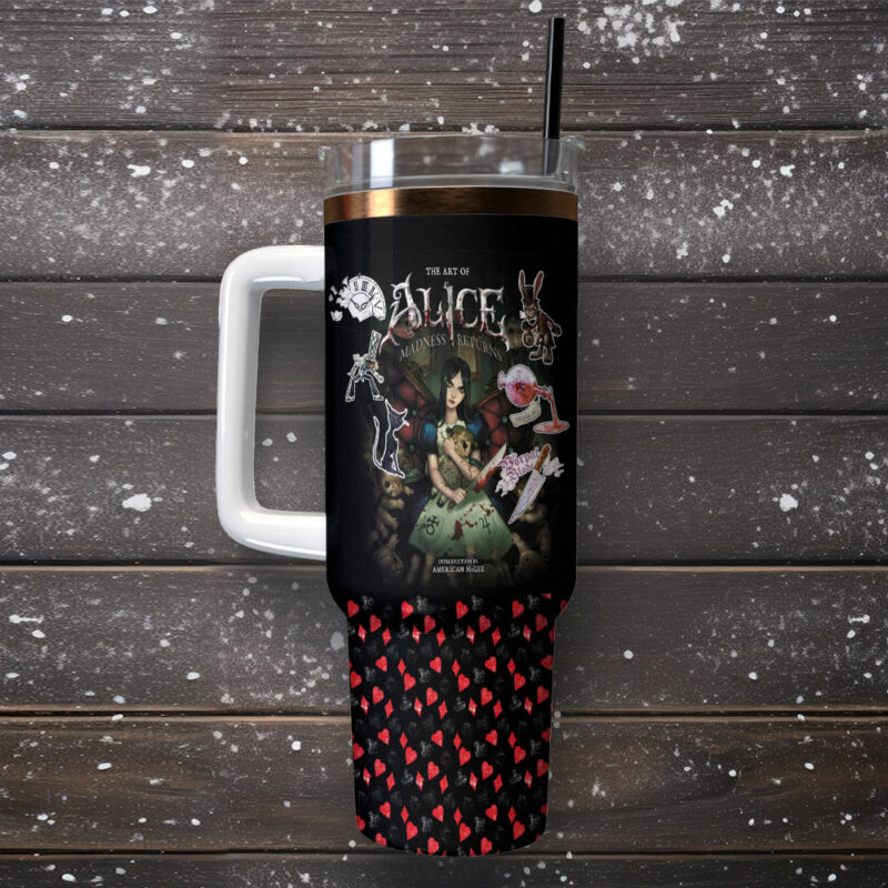 Alice: Madness Returns Games Custom Stanley Quencher 40oz Stainless Steel Tumbler With Handle - Threewoofs - Image 2