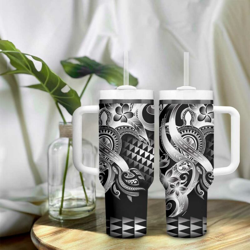 Aloha Black Tribal Honu Tattoo Custom Stanley Quencher 40oz Stainless Steel Tumbler With Handle - Threewoofs - Image 9