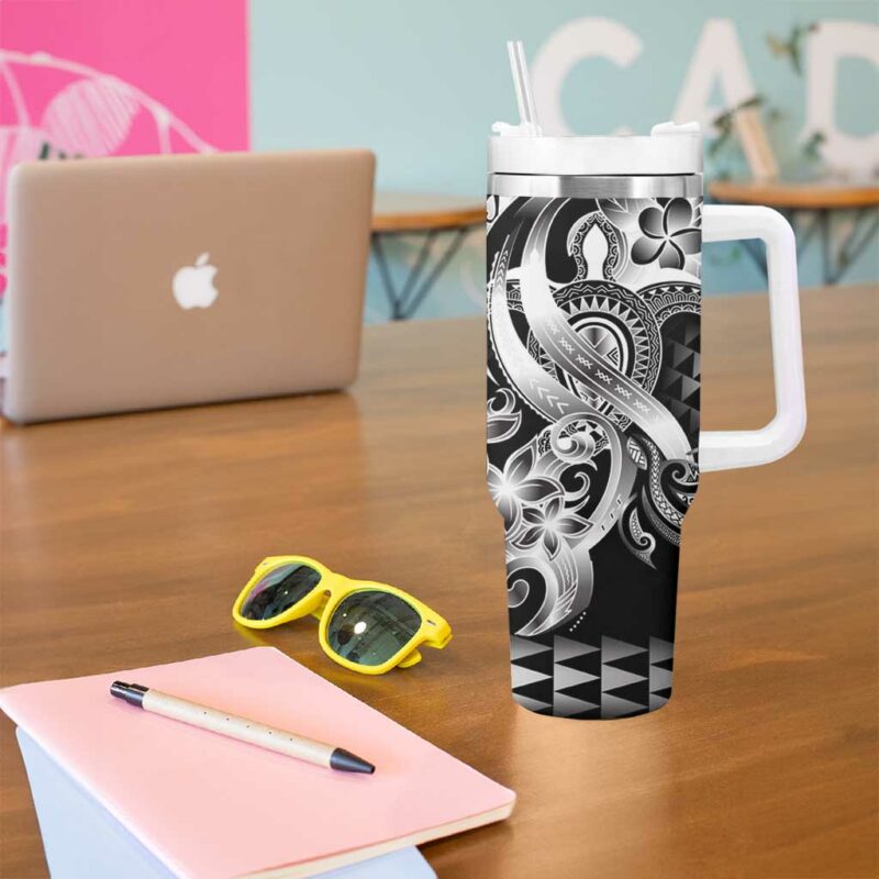 Aloha Black Tribal Honu Tattoo Custom Stanley Quencher 40oz Stainless Steel Tumbler With Handle - Threewoofs - Image 5