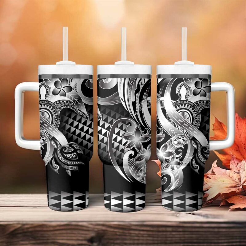 Aloha Black Tribal Honu Tattoo Custom Stanley Quencher 40oz Stainless Steel Tumbler With Handle - Threewoofs - Image 4