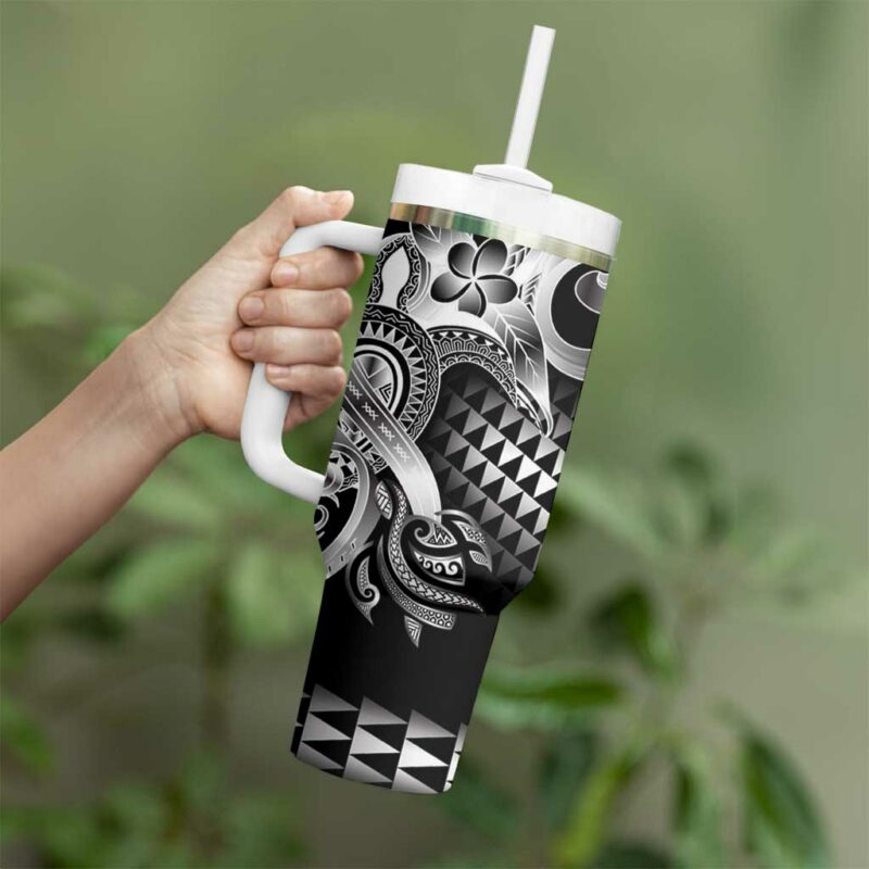Aloha Black Tribal Honu Tattoo Custom Stanley Quencher 40oz Stainless Steel Tumbler With Handle - Threewoofs - Image 3