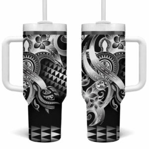 Aloha Black Tribal Honu Tattoo Custom Stanley Quencher 40oz Stainless Steel Tumbler With Handle - Threewoofs