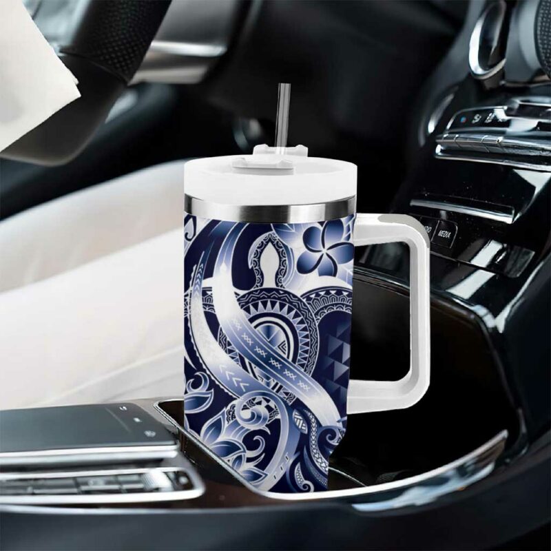 Aloha Blue Tribal Honu Tattoo Custom Stanley Quencher 40oz Stainless Steel Tumbler With Handle - Threewoofs - Image 8