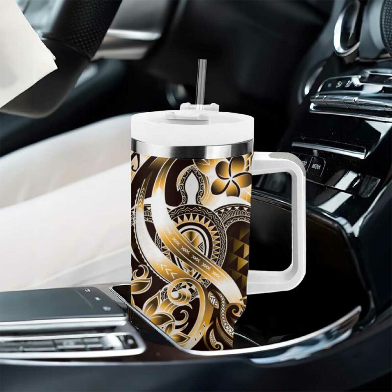 Aloha Gold Tribal Honu Tattoo Custom Stanley Quencher 40oz Stainless Steel Tumbler With Handle - Threewoofs - Image 8