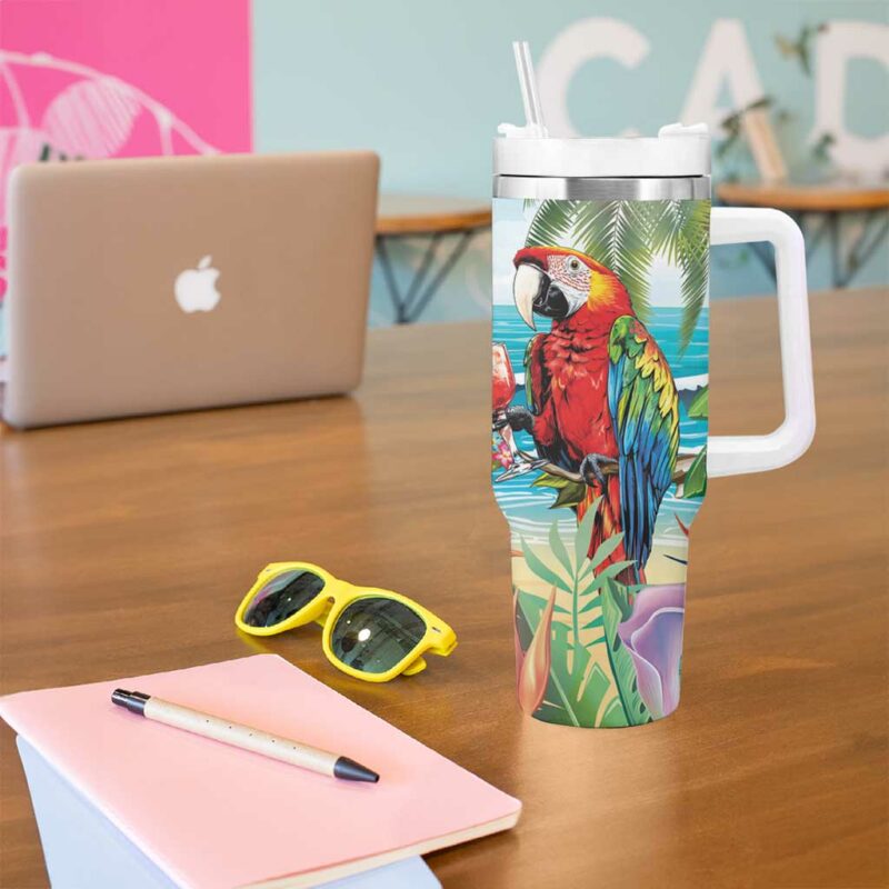 Aloha Hawaii Christmas It‚Äôs 5 o‚Äôclock Somewhere Custom Stanley Quencher 40oz Stainless Steel Tumbler With Handle - Threewoofs - Image 5