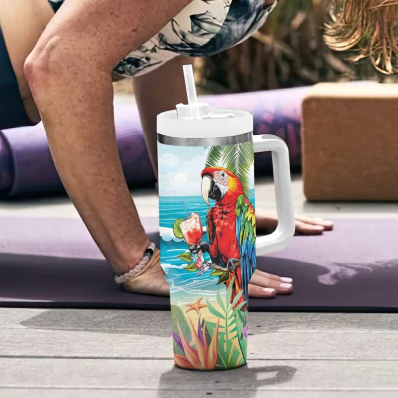 Aloha Hawaii Christmas It‚Äôs 5 o‚Äôclock Somewhere Custom Stanley Quencher 40oz Stainless Steel Tumbler With Handle - Threewoofs - Image 6