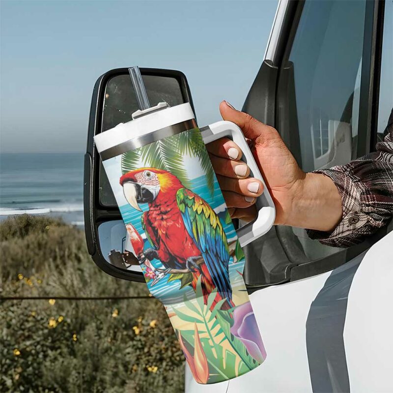 Aloha Hawaii Christmas It‚Äôs 5 o‚Äôclock Somewhere Custom Stanley Quencher 40oz Stainless Steel Tumbler With Handle - Threewoofs - Image 7