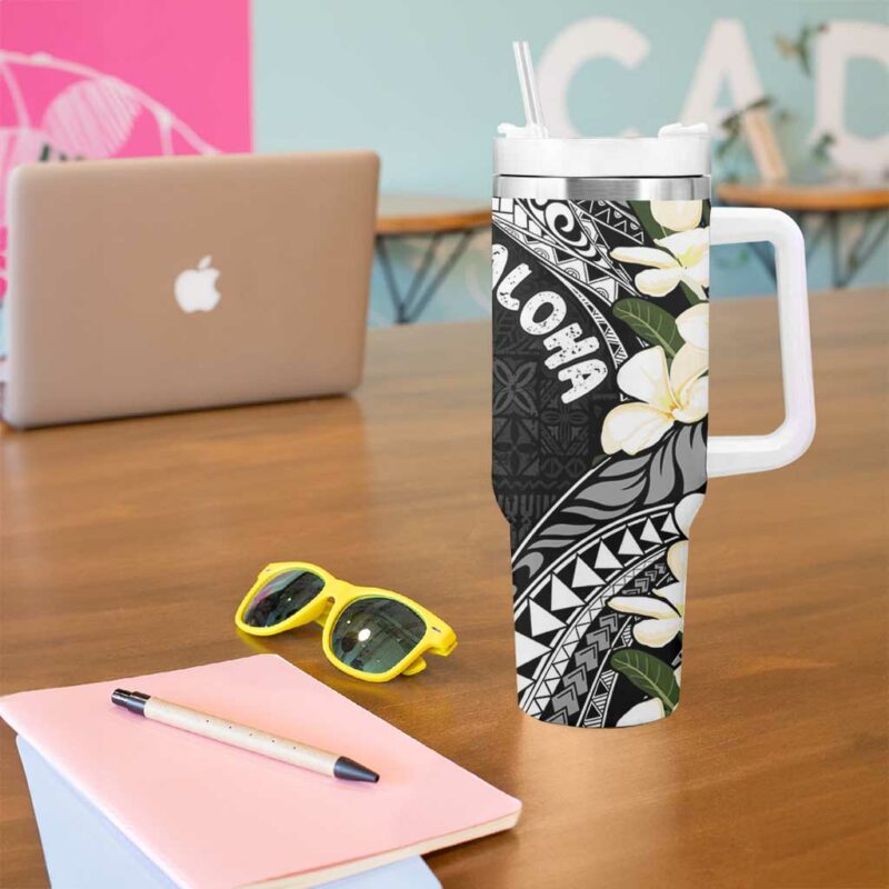 Aloha Hawaii Festive Frangipani Lace Classic Custom Stanley Quencher 40oz Stainless Steel Tumbler With Handle - Threewoofs - Image 5