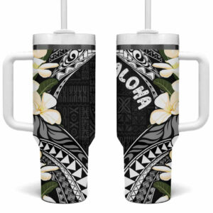 Aloha Hawaii Festive Frangipani Lace Classic Custom Stanley Quencher 40oz Stainless Steel Tumbler With Handle - Threewoofs