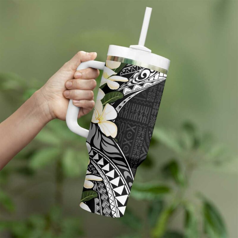 Aloha Hawaii Festive Frangipani Lace Classic Custom Stanley Quencher 40oz Stainless Steel Tumbler With Handle - Threewoofs - Image 3
