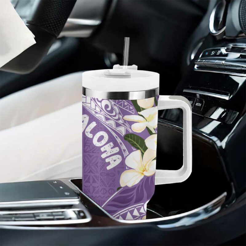 Aloha Hawaii Festive Frangipani Lace Classic Lavender Custom Stanley Quencher 40oz Stainless Steel Tumbler With Handle - Threewoofs - Image 8