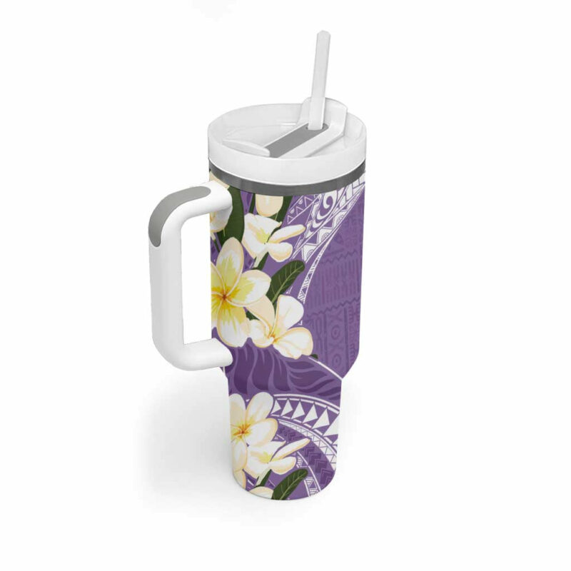 Aloha Hawaii Festive Frangipani Lace Classic Lavender Custom Stanley Quencher 40oz Stainless Steel Tumbler With Handle - Threewoofs - Image 2
