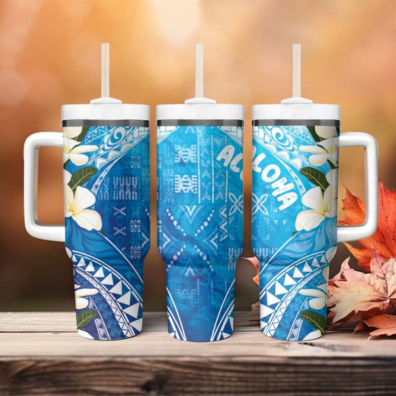 Aloha Hawaii Festive Frangipani Lace Classic Oceanic Custom Stanley Quencher 40oz Stainless Steel Tumbler With Handle - Threewoofs - Image 4