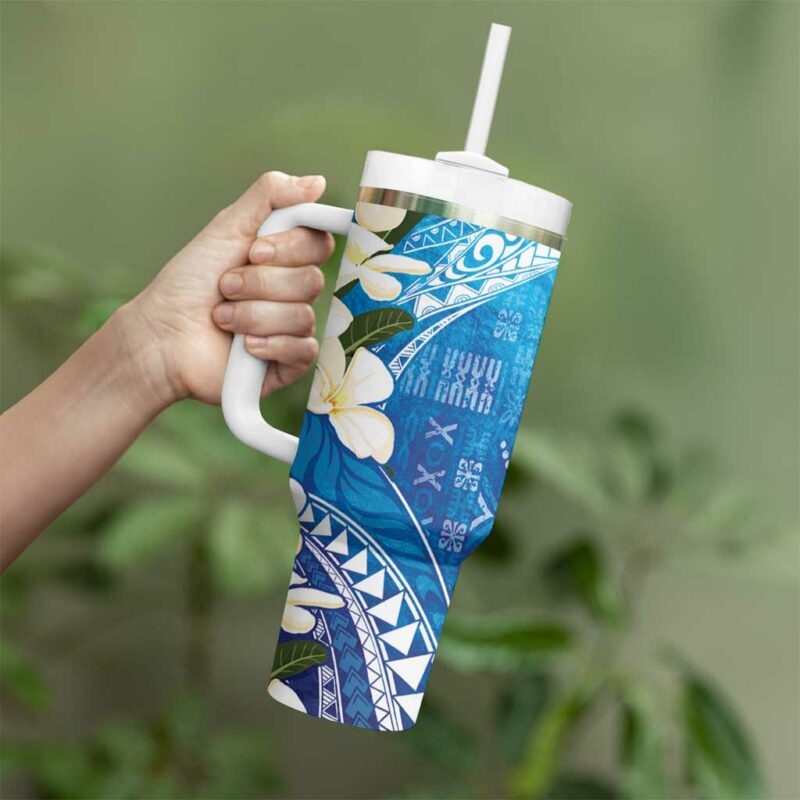 Aloha Hawaii Festive Frangipani Lace Classic Oceanic Custom Stanley Quencher 40oz Stainless Steel Tumbler With Handle - Threewoofs - Image 3