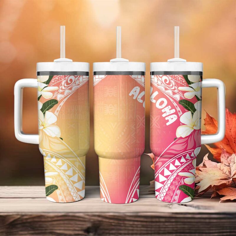 Aloha Hawaii Festive Frangipani Lace Classic Spring s Custom Stanley Quencher 40oz Stainless Steel Tumbler With Handle - Threewoofs - Image 4